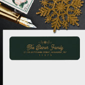 Green and Gold Snowflake Winter Address Label ラベル