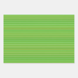 Green and Gold Striped ラッピングペーパーシート