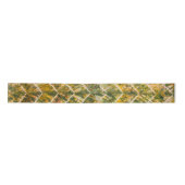 Green and Gold Tie Dye Chevron Pattern サテンリボン (正面)