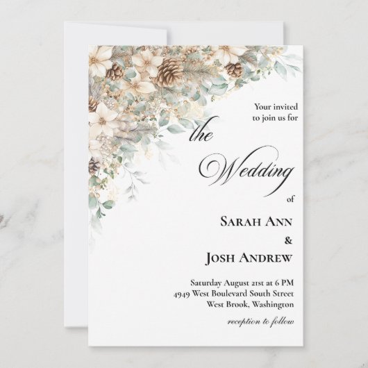 Green and gold Wedding Invitation 招待状 (正面)