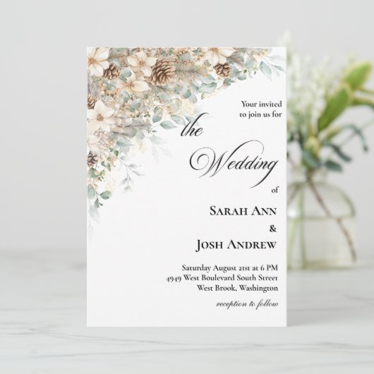 Green and gold Wedding Invitation 招待状 (スタンド正面)