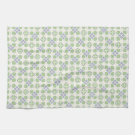 Green and Lavender Floral Tile Seamless Pattern キッチンタオル