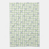 Green and Lavender Floral Tile Seamless Pattern キッチンタオル (縦)