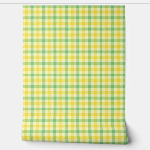 Green and Lemon Yellow Stripe Plaid Retro Style 壁紙