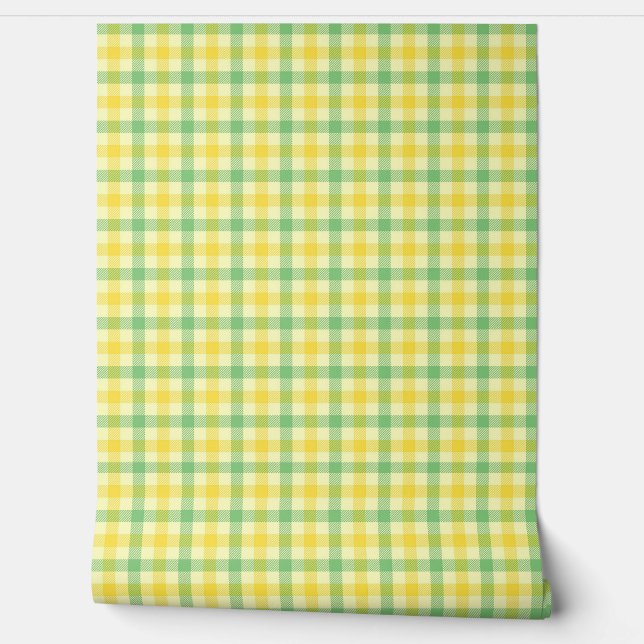 Green and Lemon Yellow Stripe Plaid Retro Style 壁紙 (ほどく)