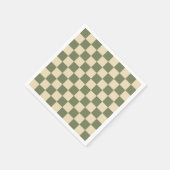 Green and Light Beige Checkerboard スタンダードカクテルナプキン (角)