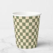 Green and Light Beige Checkerboard 紙コップ (裏面)