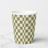 Green and Light Beige Checkerboard 紙コップ (右)
