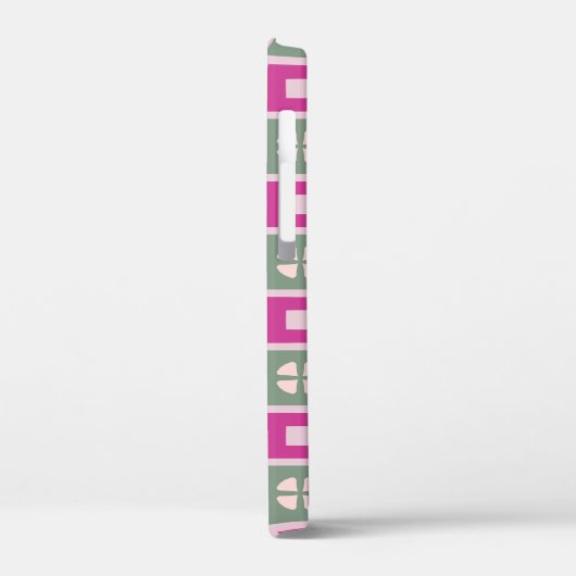 Green and Magenta Boxed Floral Bloom iPhone Case Case-Mate iPhoneケース (裏面 / 左)