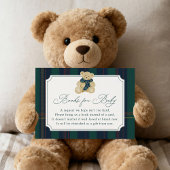 Green and Navy Plaid Teddy Bear Book Request エンクロージャーカード
