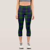 Green and navy Tartan カプリレギンス (正面)