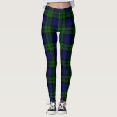 Green and navy Tartan レギンス (正面)