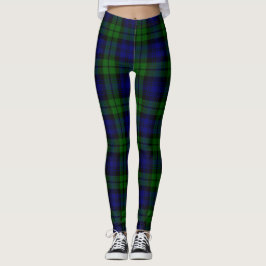 Green and navy Tartan レギンス
