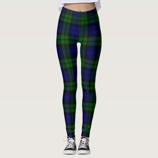 Green and navy Tartan レギンス (正面)