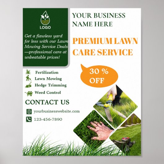 Green and Orange Lawn Care  ポスター (正面)
