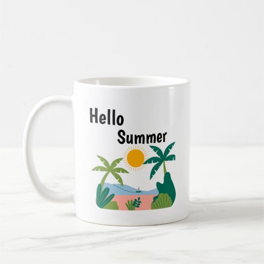 Green and orange plauful hello summer mug コーヒーマグカップ (左)