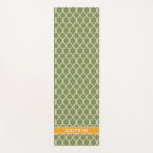Green And Orange Trellis Pattern With Custom Name ヨガマット (正面)