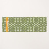 Green And Orange Trellis Pattern With Custom Name ヨガマット (正面(横))