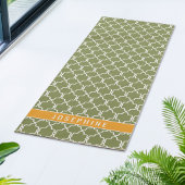 Green And Orange Trellis Pattern With Custom Name ヨガマット