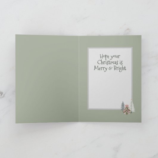 Green and Pink Brushstroke Christmas Tree カード (内部)