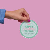 Green and Pink Colorful Playful Birthday Greeting ラウンドシール