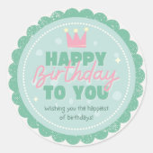Green and Pink Colorful Playful Birthday Greeting ラウンドシール (正面)