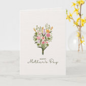 Green and Pink Floral Watercolor Mother's Day カード (黄色い花)