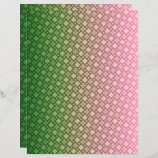 Green and Pink Gradient Geometric Scrapbook paper (正面/裏面)