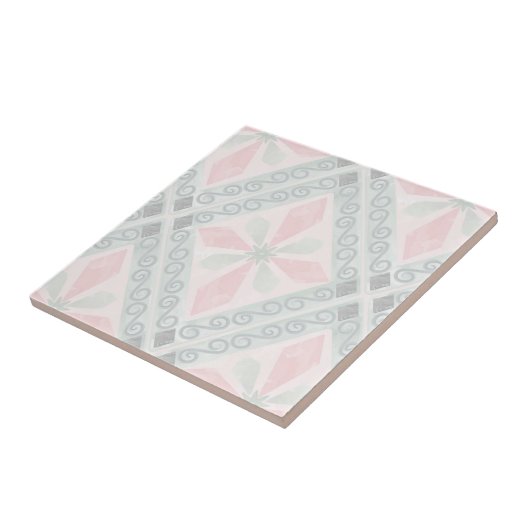 Green and pink pastel diamond pattern タイル (側面)