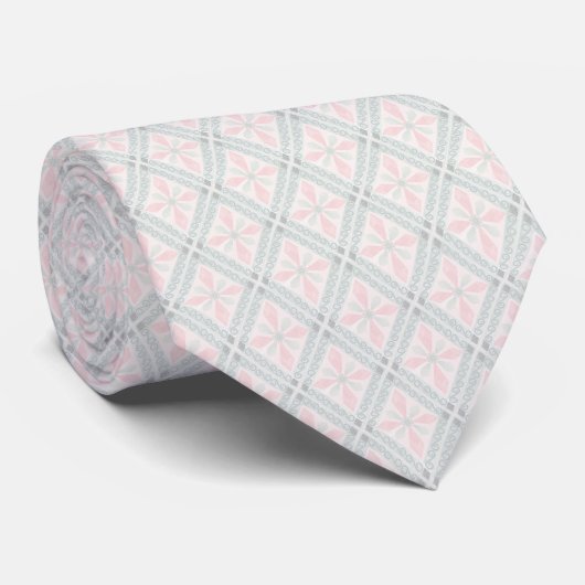 Green and pink pastel diamond pattern ネクタイ (ロール)