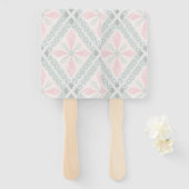 Green and pink pastel diamond pattern ハンドファン (正面&裏面)