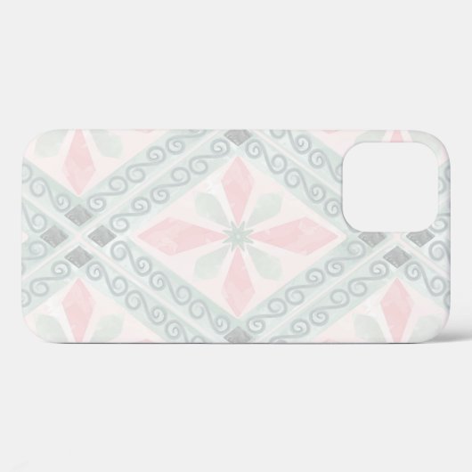 Green and pink pastel diamond pattern Case-Mate iPhoneケース (裏面 (横))