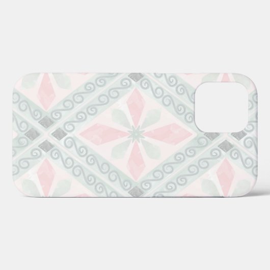 Green and pink pastel diamond pattern Case-Mate iPhoneケース (裏面 (横))