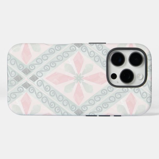 Green and pink pastel diamond pattern Case-Mate iPhoneケース (裏面 (横))