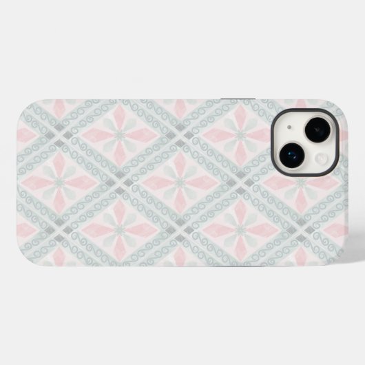 Green and pink pastel diamond pattern Case-Mate iPhoneケース (裏面 (横))