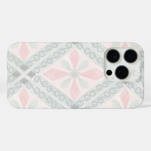 Green and pink pastel diamond pattern Case-Mate iPhoneケース (裏面 (横))