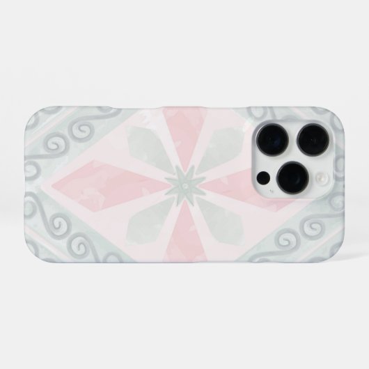 Green and pink pastel diamond pattern iPhoneケース (裏面横)