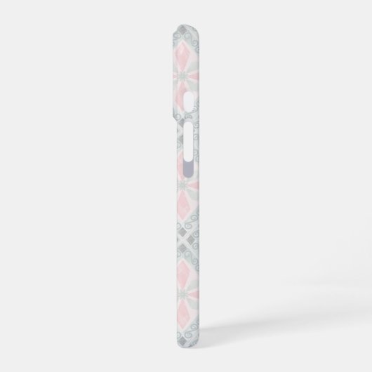 Green and pink pastel diamond pattern iPhone 16ケース (左側面)