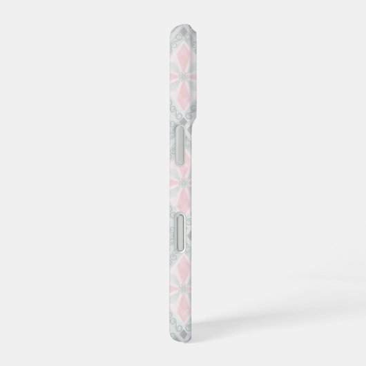 Green and pink pastel diamond pattern iPhone 16ケース (右側面)