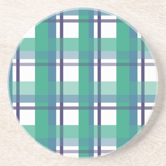 Green And Purple Tartan Pattern コースター (正面)