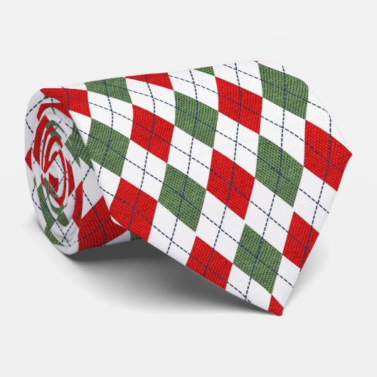 Green and Red Argyle Pattern ネクタイ (ロール)