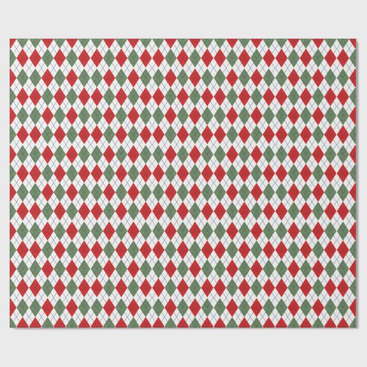 Green and Red Argyle Pattern ラッピングペーパー (フラット)
