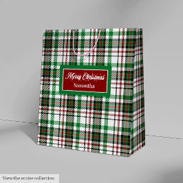 Green and Red Christmas Bags Monogram Holiday ミディアムペーパーバッグ
