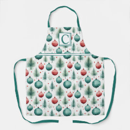 Green and Red Christmas Patterns - エプロン