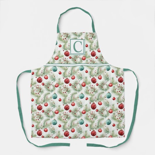 Green and Red Christmas Patterns -  エプロン (正面)