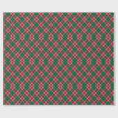 Green and Red Christmas Plaid ラッピングペーパー (フラット)