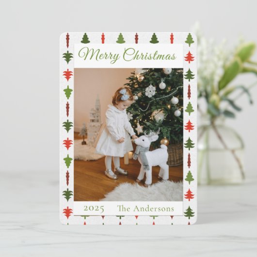 Green and Red Christmas Tree Photo  シーズンカード (スタンド正面)