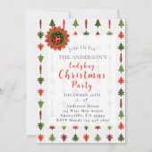 Green and Red Christmas Trees Ladybug Party 招待状 (正面)