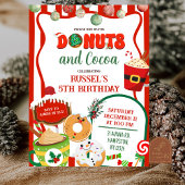 Green and Red Donuts and Cocoa Birthday Invitation 招待状