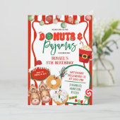 Green and Red Donuts and Pajamas Birthday 招待状 (スタンド正面)